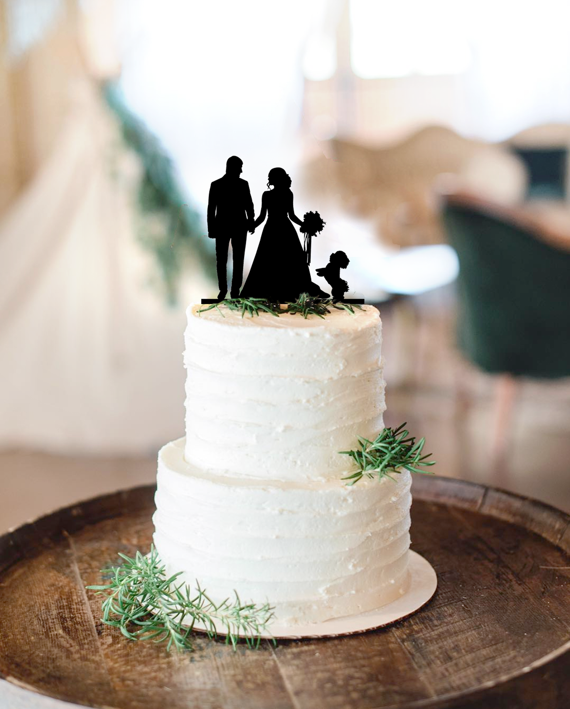 Dog Wedding Cake Topper Rare Breeds Custom Couple Silhouette Dog Pet W – Z Create Design